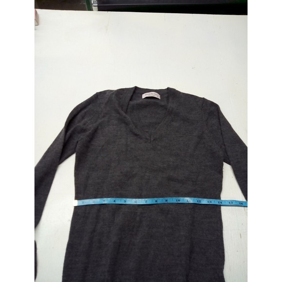 Brunella Gori 100% Extrafine Merino Wool Gray V-Neck Pullover Sweater Size M - Picture 3 of 5
